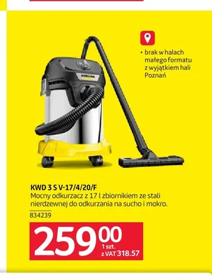 Odkurzacz Kärcher Kwd 3 S V-17/4/20/F promocja w Selgros