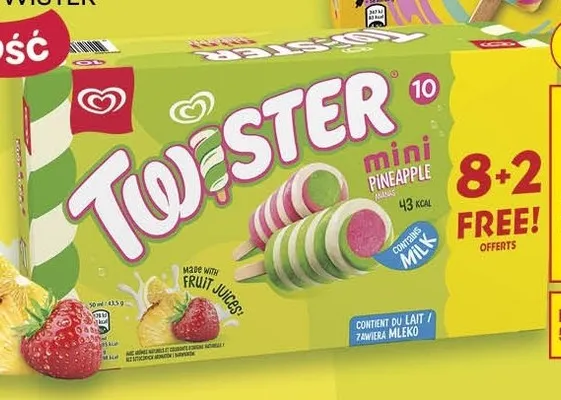 Lody Algida Twister Mini Pineapple 10-pak promocja w Biedronka