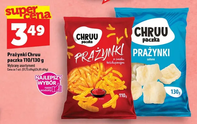 Prażynki o smaku ketchupowym Chruu paczka promocja w TOPAZ