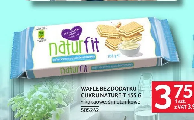 Wafle bez dodatku cukru kakaowe Naturfit promocja w Selgros