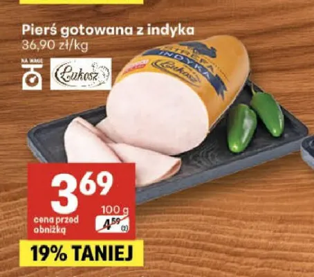 Pierś gotowana z indyka Łukosz promocja w Delikatesy Centrum