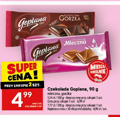 Czekolada gorzka Goplana promocja w Twój Market