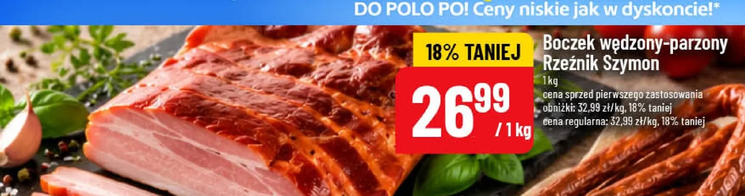Boczek wędzony-parzony Rzeźnik Szymon promocja w POLOmarket