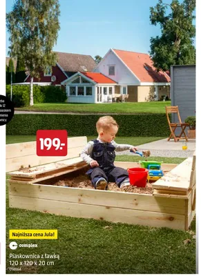 Piaskownica z ławką complex 120x120x20 cm promocja w Jula