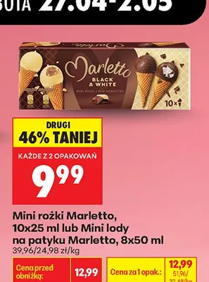 Mini rożki Marletto Black White promocja w Biedronka