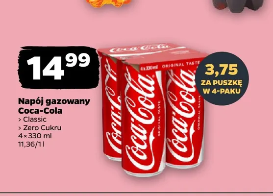 Napój gazowany Coca-Cola Classic 4-pak promocja w Netto