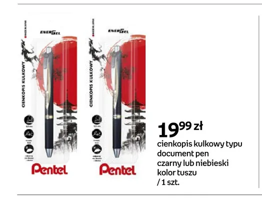 Cienkopis kulkowy typu document pen Pentel EnerGel czarny promocja w Empik