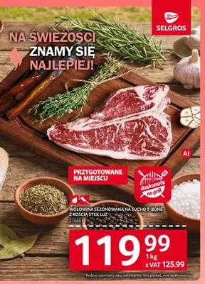 Wołowina sezonowana na sucho T-bone z kością stek luz promocja w Selgros