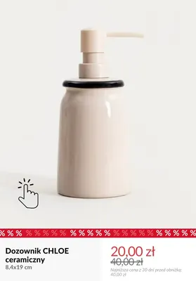 Dozownik Chloe ceramiczny 8,4x19 cm promocja w Homla