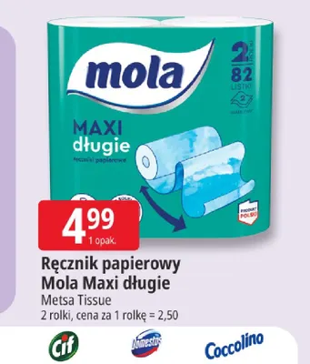 Ręcznik papierowy Mola Maxi długie promocja w Leclerc