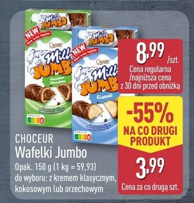 Wafelki Jumbo z kremem klasycznym Choceur promocja w Aldi