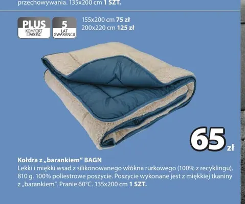 Kołdra z barankiem Bagn 155x200 cm promocja w Jysk