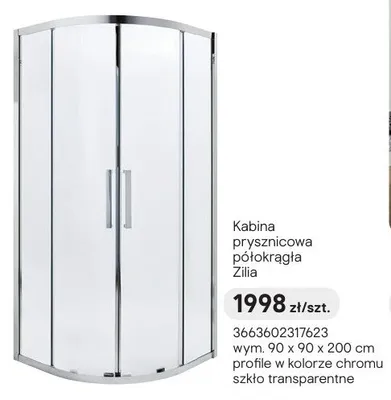 Kabina prysznicowa półokrągła Zilia promocja w Castorama