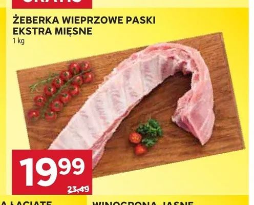 Żeberka wieprzowe paski ekstra mięsne 1kg promocja w Stokrotka