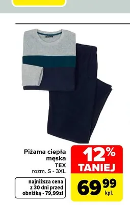 Piżama ciepła męska TEX promocja w Carrefour