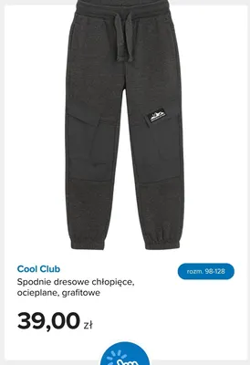 Spodnie dresowe chłopięce ocieplane grafitowe Cool Club promocja w Smyk