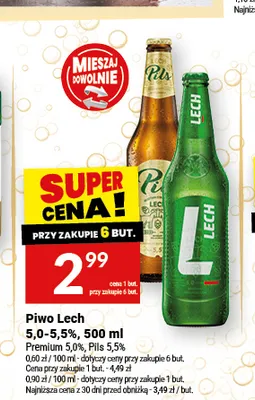 Piwo Lech Pils 5,5% promocja w Twój Market