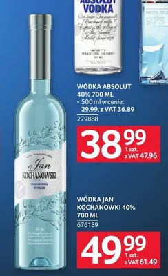 Wódka Jan Kochanowski 40% promocja w Selgros