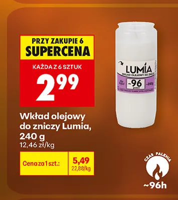 Wkład olejowy do zniczy Lumia promocja w Biedronka