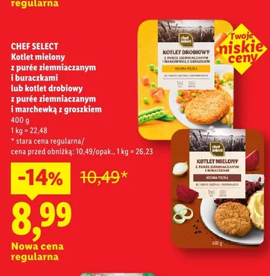 Kotlet mielony z purée ziemniaczanym i buraczkami Chef Select promocja w Lidl