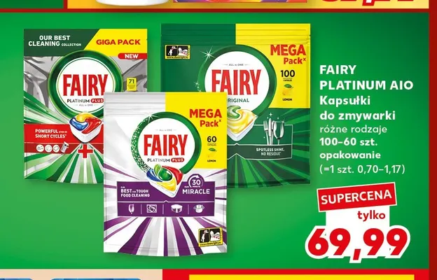 Kapsułki do zmywarki Platinum Plus Fairy promocja w Kaufland