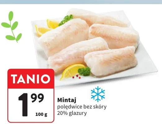 Mintaj poledwice bez skóry 20% glazury promocja w Intermarche