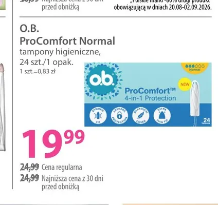 Tampony higieniczne O.B. ProComfort Normal 24 szt promocja w Hebe