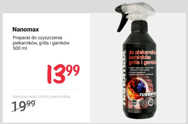 Preparat do czyszczenia piekarników grilla i garnków Nanomax promocja w Rossmann