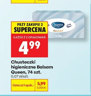 Chusteczki higieniczne Balsam Queen promocja w Biedronka