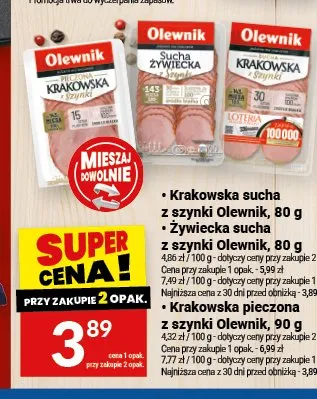 Kiełbasa krakowska pieczona z szynki Olewnik promocja w Twój Market