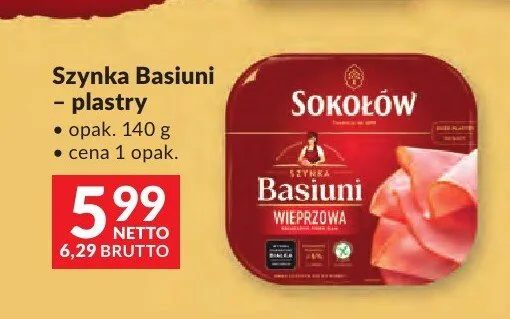 Szynka Basiuni Sokołów plastry promocja w Makro