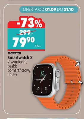 Smartwatch 2 2 wymienne paski pomarańczowy i biały Ecowatch promocja w Biedronka