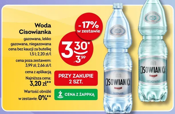 Woda Cisowianka niegazowana promocja w Żabka