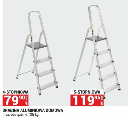 Drabina aluminiowa domowa 4-stopniowa promocja w Merkury Market
