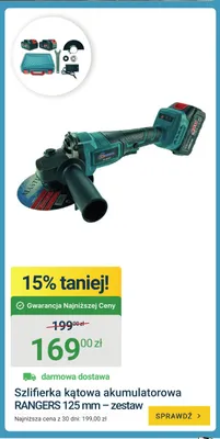 Szlifierka kątowa akumulatorowa RANGERS 125 mm - zestaw promocja w ERLI