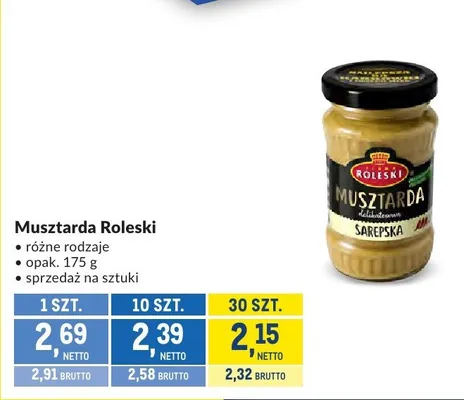 Musztarda Roleski różne rodzaje promocja w Makro