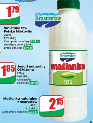 Śmietana 12% Polska Naturalna promocja w Dino