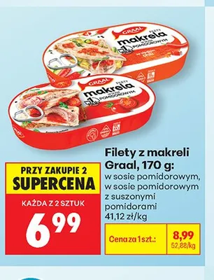 Filety z makreli w sosie pomidorowym z suszonymi pomidorami Graal promocja w Biedronka