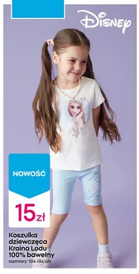 Koszulka dziewczęca Disney Kraina Lodu 100% bawełny promocja w Pepco