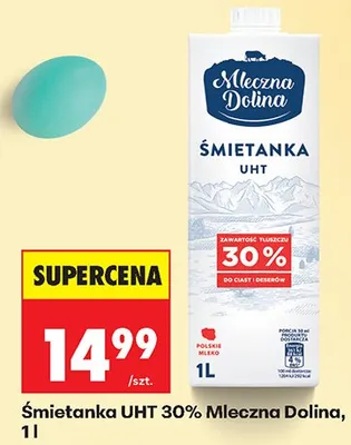 Śmietanka UHT 30% promocja w Biedronka