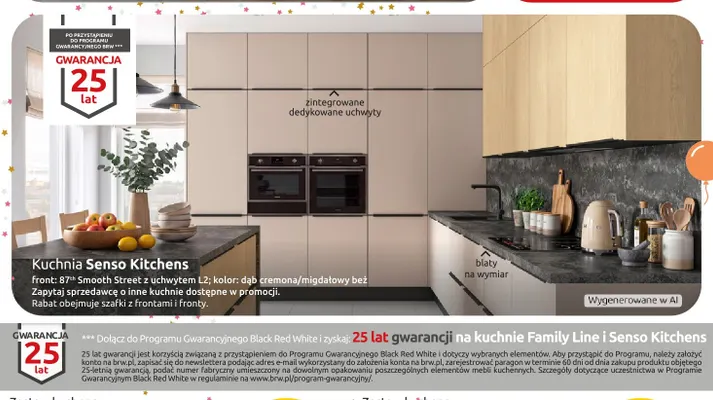 Kuchnia Senso Kitchens 87th Smooth Street z uchwytem L2 promocja w Black Red White