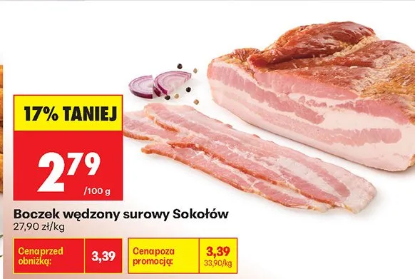 Boczek wędzony surowy Sokołów promocja w Biedronka