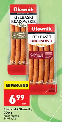Kiełbaski bekonowo-serowe Olewnik promocja w Biedronka