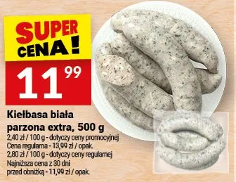 Kiełbasa biała parzona extra, 500 g promocja w Twój Market