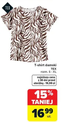 T-shirt damski Tex wzór zwierzęcy rozm. S-XL promocja w Carrefour