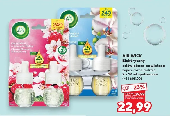 Elektryczny odświeżacz powietrza zapas Air Wick Kwiat Wiśni i Soczyste Maliny 2-pak 19 ml promocja w Kaufland