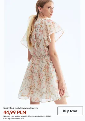 Sukienka z motylkowym rękawem promocja w H&M