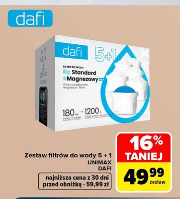 Zestaw filtrów do wody 5+1 Unimax Dafi promocja w Carrefour