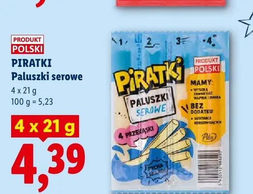 Paluszki serowe Pilos Piratki 4-pak promocja w Lidl