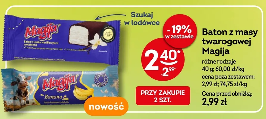 Baton z masy twarogowej Magija o smaku waniliowym promocja w Żabka